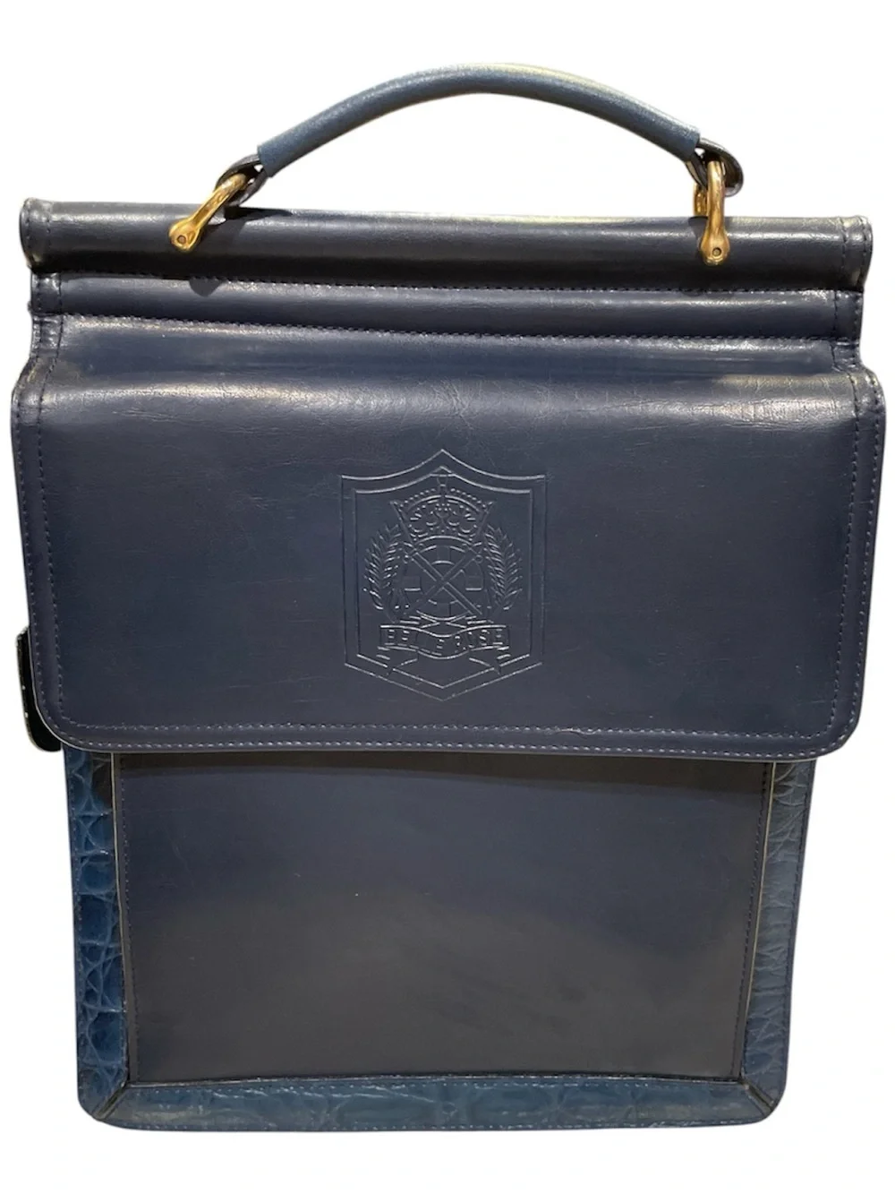 Bellerose Navy Blue Leather Top-Handle Handbag